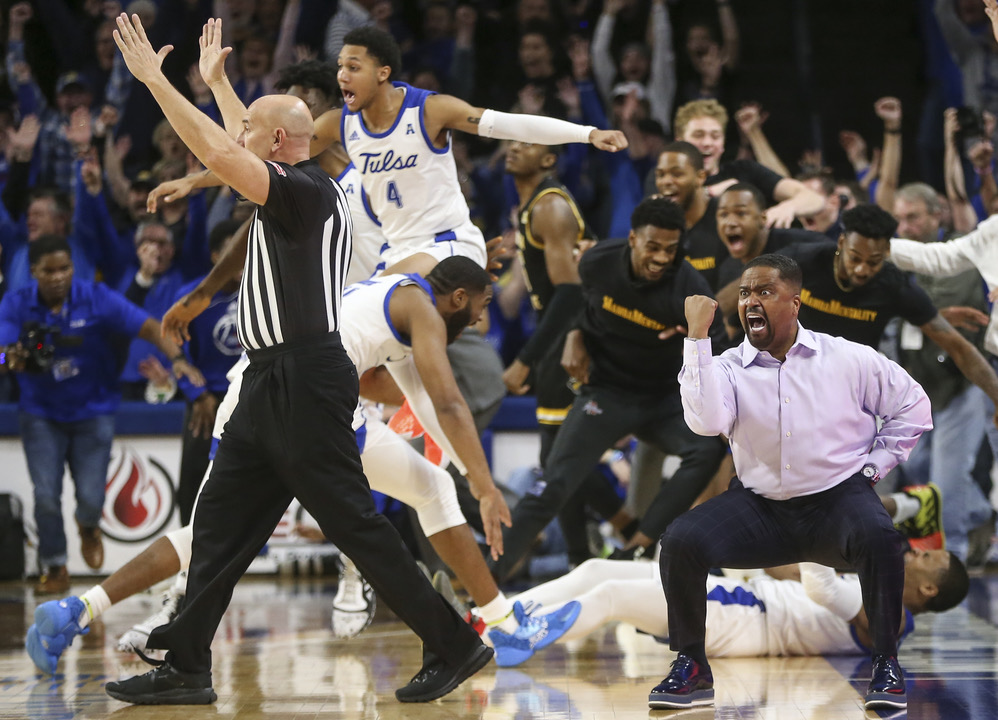 Wichita state celebration, Haith with hand in pocket